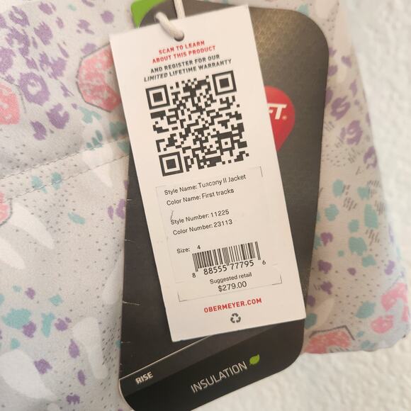 Obermeyer Women's Size 4 Pastel Floral Faux Fur Snow Jacket NWT - Picture 8 of 8